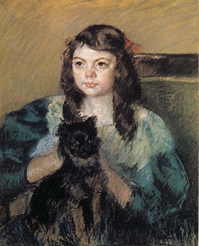 Mary Cassatt The girl holding the dog